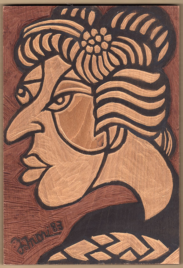 Machi Musume Wood Carving by Yoshitoshi Mori